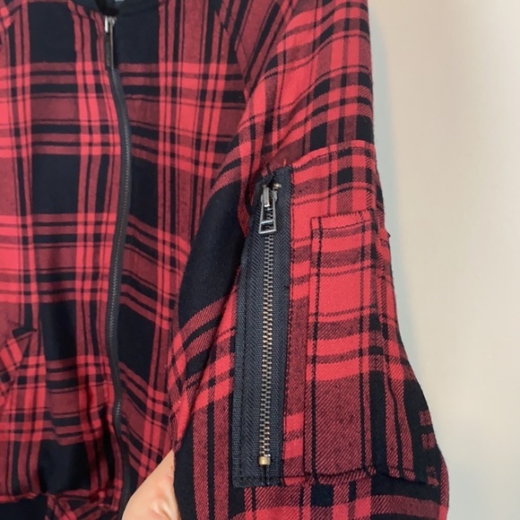 Sanctuary Dylan Red Plaid Bomber Jacket Size Small - Picture 11 of 16